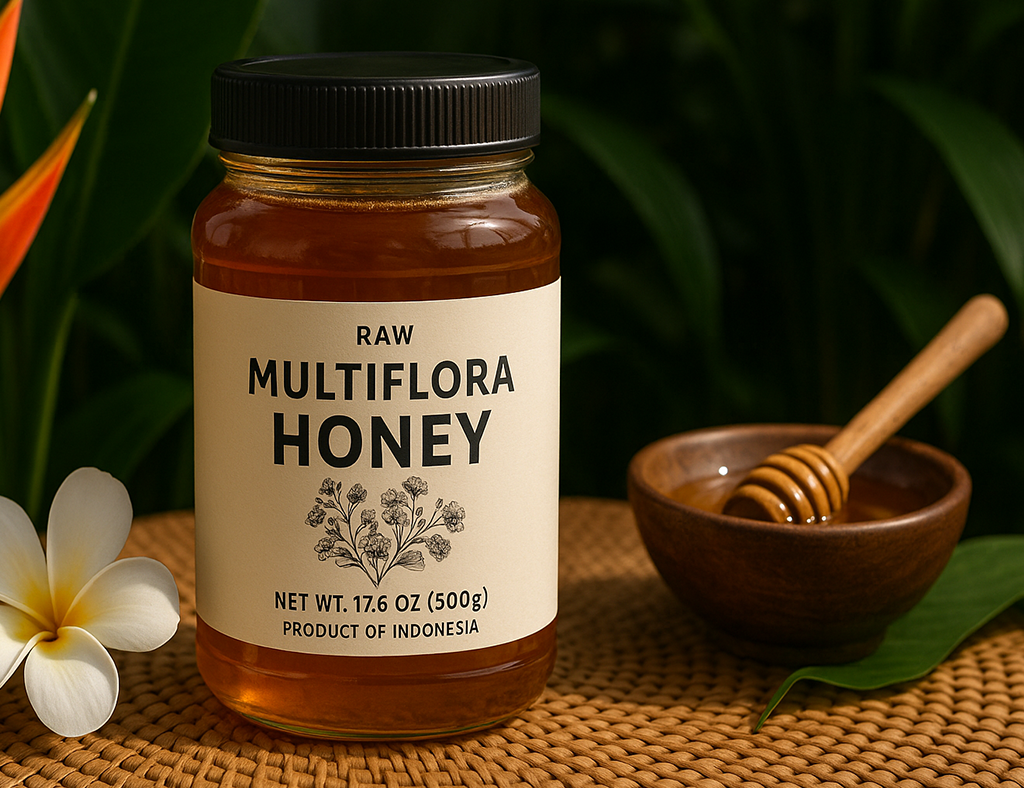 Pure multiflora honey in food-grade export container for wholesale buyers